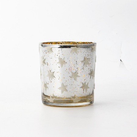 欧式金银色玻璃烛台杯圆形玻璃蜡烛杯家居婚庆酒吧用电镀加工定制