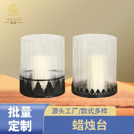 圣诞玻璃烛台浪漫酥油灯摆件家用现代简约煤油灯铁艺蜡烛台创意