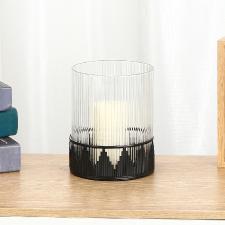 圣诞玻璃烛台浪漫酥油灯摆件家用现代简约煤油灯铁艺蜡烛台创意