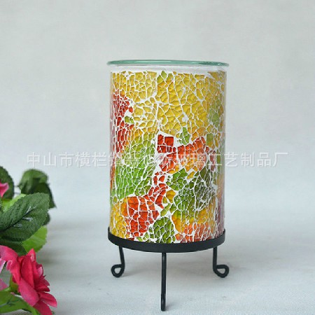 欧式插电香薰灯马赛克玻璃创意无火批发复古铁艺灯摆件定制夜灯