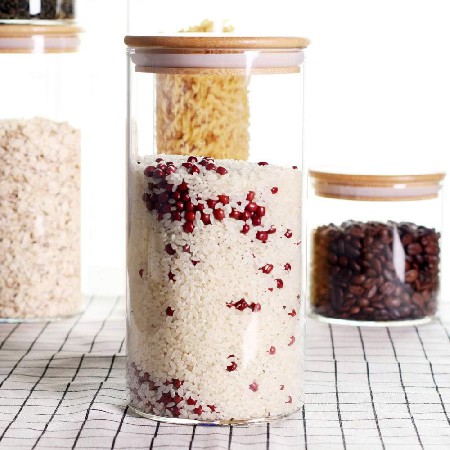 Rice, miscellaneous grains, glass sealed jar, household kitchen storage container, snacks, salt, candy, glass storage jar can be customized
