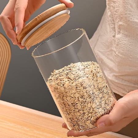 Rice, miscellaneous grains, glass sealed jar, household kitchen storage container, snacks, salt, candy, glass storage jar can be customized