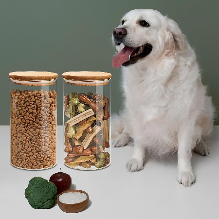 Dog food glass sealed jar Five grain snacks Salt candy glass storage jar Kitchen storage container Customization