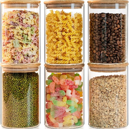 Circular glass storage jar, home kitchen food, bean glass sealed jar, snack candy storage jar, customized