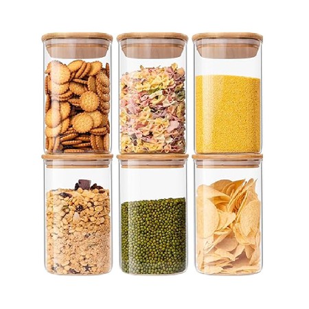 Square glass sealed jar, snack candy storage jar, home kitchen food, bean glass storage jar, customized