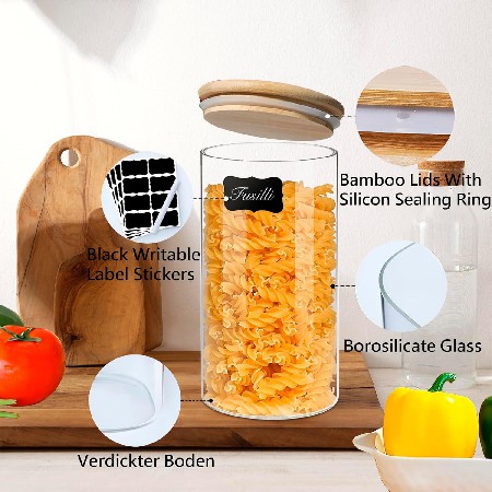 Household glass sealed jar, kitchen storage container, grains, snacks, salt, candy, glass storage jar can be customized