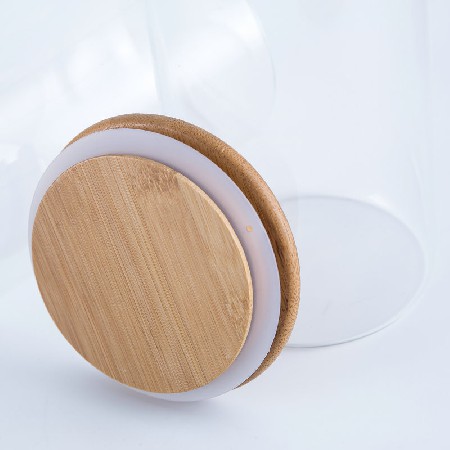 批发坚果杂粮密封罐透明竹盖直筒 高硼硅玻璃管密封罐 厨房收纳罐