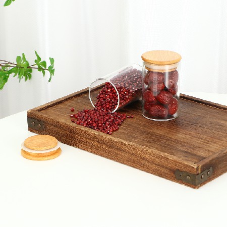 密封玻璃储物罐高硼硅玻璃木盖食品收纳玻璃罐五谷杂粮储物罐定制