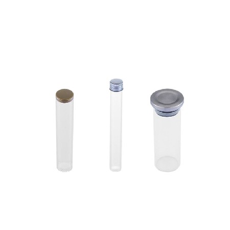 High borosilicate glass jar, flower tea jar, slender test tube jar, 25mm, 45mm glass jar, stainless steel lid, customized food bottle