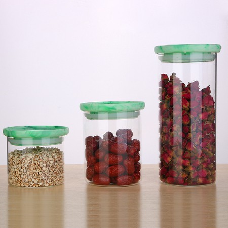 Glass bottle sealed jar with lid, transparent tea, household kitchen food, miscellaneous grains, snacks, storage jar, customized