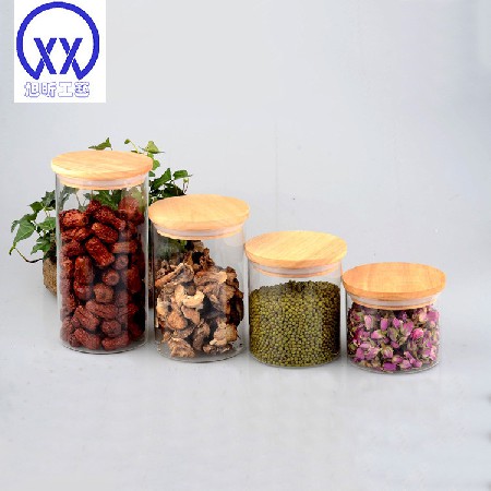 Glass storage jar, sealed jar, bamboo lid, glass sealed jar, kitchen food moisture-proof, miscellaneous grains, nuts, tea jar, customized