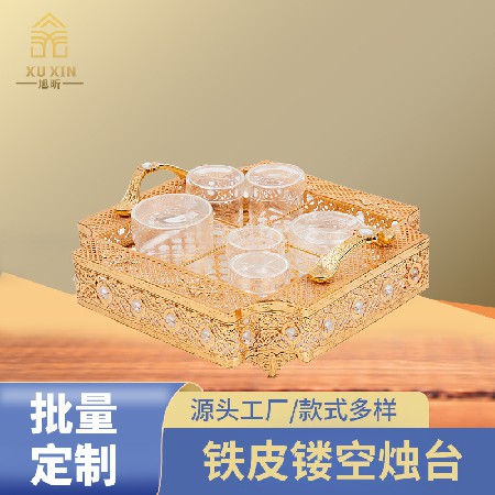 Hollow out Candle Stand Iron Buddha Front Lamp Candle Display Transparent Buddha Hall Lamp Stand Tea Table God Stand Candle Stand Customization
