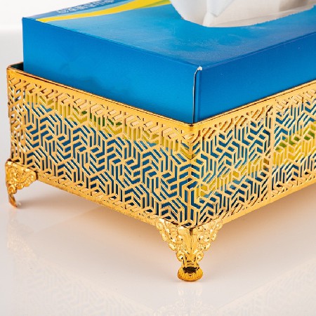 Metal hollow tissue box European gold creative hotel restaurant tissue rack home decoration living room coffee table storage