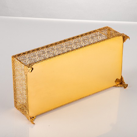 Metal hollow tissue box European gold creative hotel restaurant tissue rack home decoration living room coffee table storage