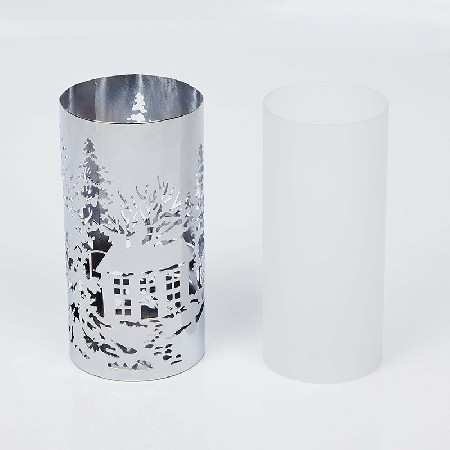 铁艺金属镂空蜡烛台圣诞烛台麋鹿雪花冬日氛围透光欧式蜡烛台定制