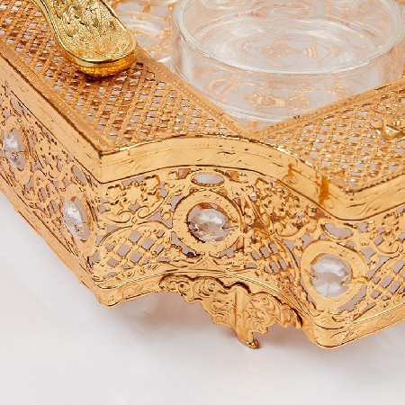 金属蜡烛台镂空透光茶盘家用茶几神台佛堂灯架供灯烛台摆件定制