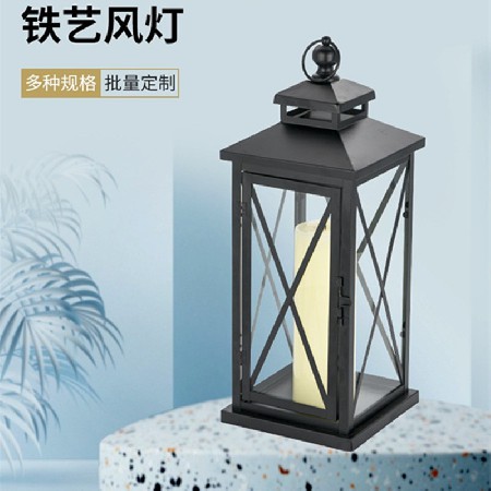 Iron art wind lamp candle stand outdoor restaurant living room romantic atmosphere home decoration ornaments metal crafts customization